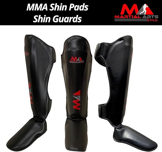Muay Thai Shin Guards, Shin Pad for Martial Arts, Kick Boxing Leg Instep Protection Pads for Sparring, MMA Kickboxing Taekwondo Professional Training Equipment Gear