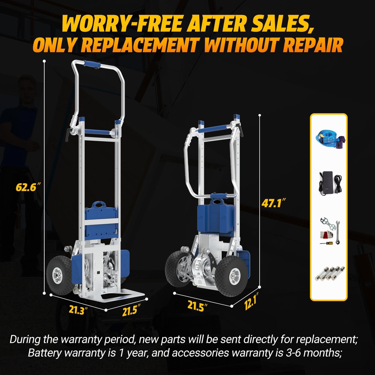 Electric Stair Climber 1200W Electric Stair Climbing Hand Truck 463LBs Load Capacity Powered Hand Trolley Stair Climbing Cart Electirc Dolly with Brake System - XSTO ZW7210GC