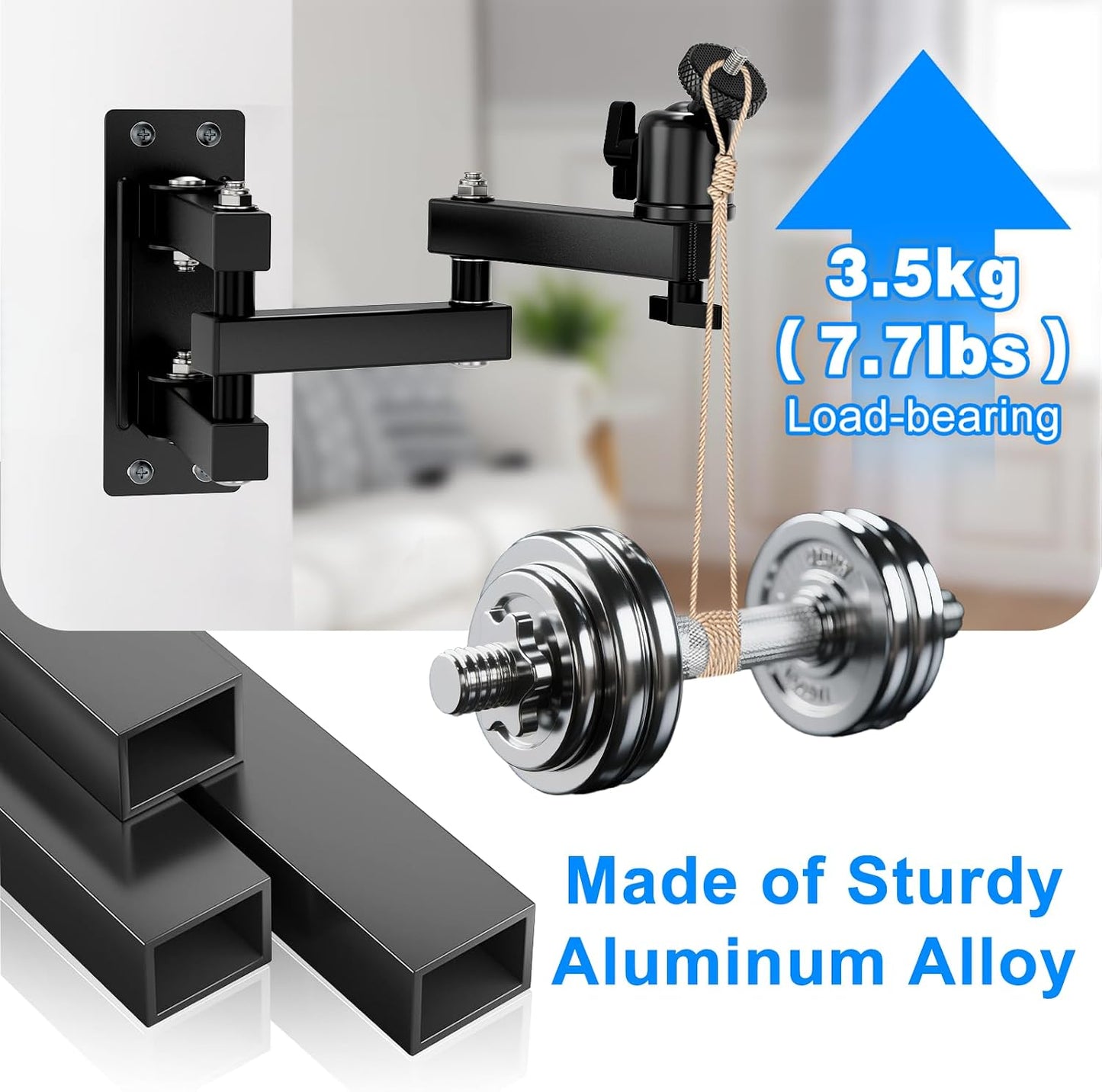 JUBOR 360 3-Sections 1/4" 14.7" Projector Wall Mount, Rotation Wall Mount for Projector Webcams with Ball Head