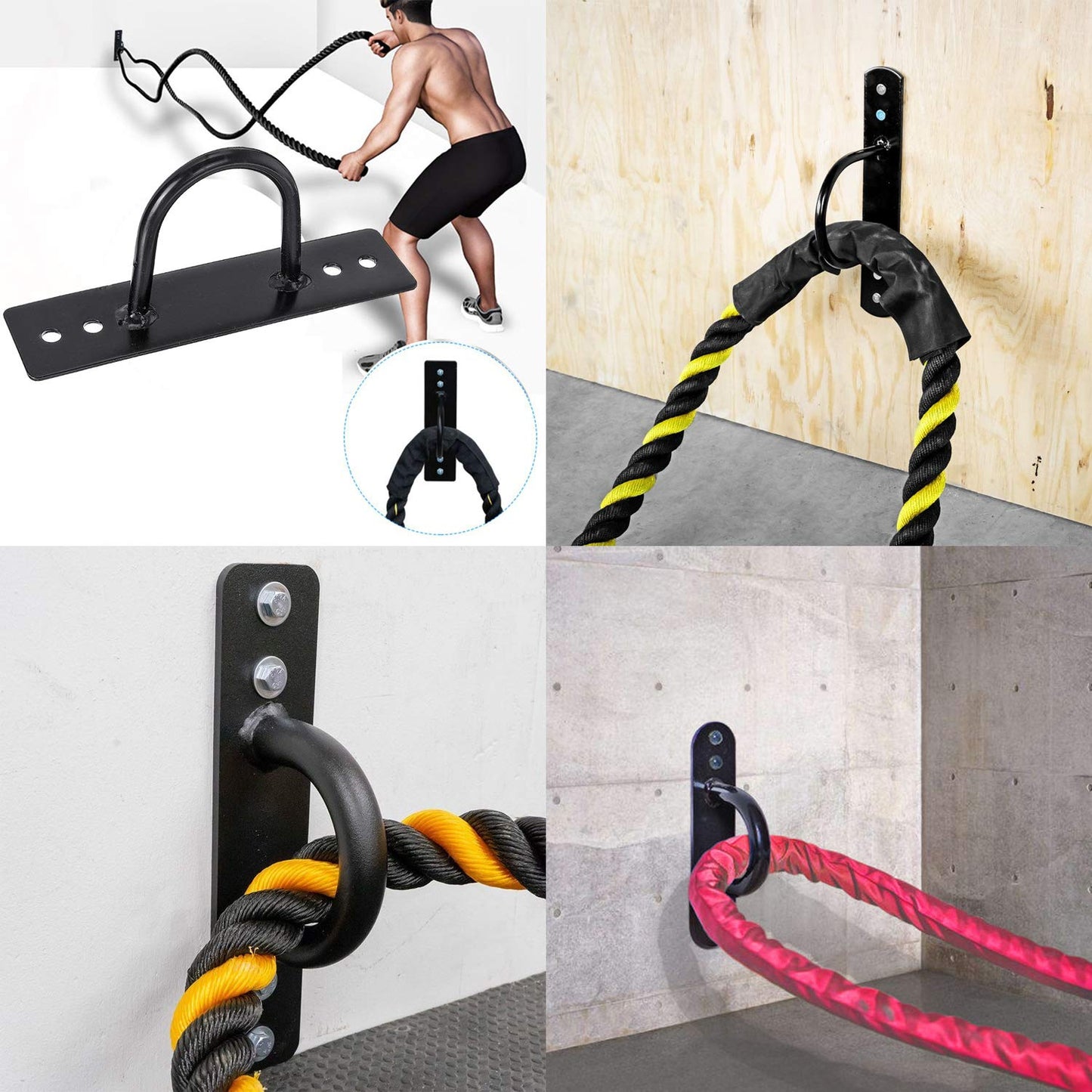 Battle Ropes Anchor Kit, 2 Sets Battle Rope Wall Ceiling Mount Kit Bracket Hook for Suspension Straps Crossfit Gymnastic Rings, Body Weight Strength Training Systems, Yoga Swings Hammocks