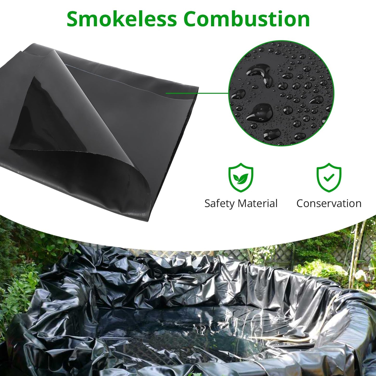 Garvee 15X25FT 45 Mil EPDM Pond Liner - Durable Fish-Safe Rubber Liner for Outdoor Ponds, Waterfalls, Koi Ponds and Landscaping, Puncture Resistant, UV Proof, Flexible Heavy-Duty Water Barrier