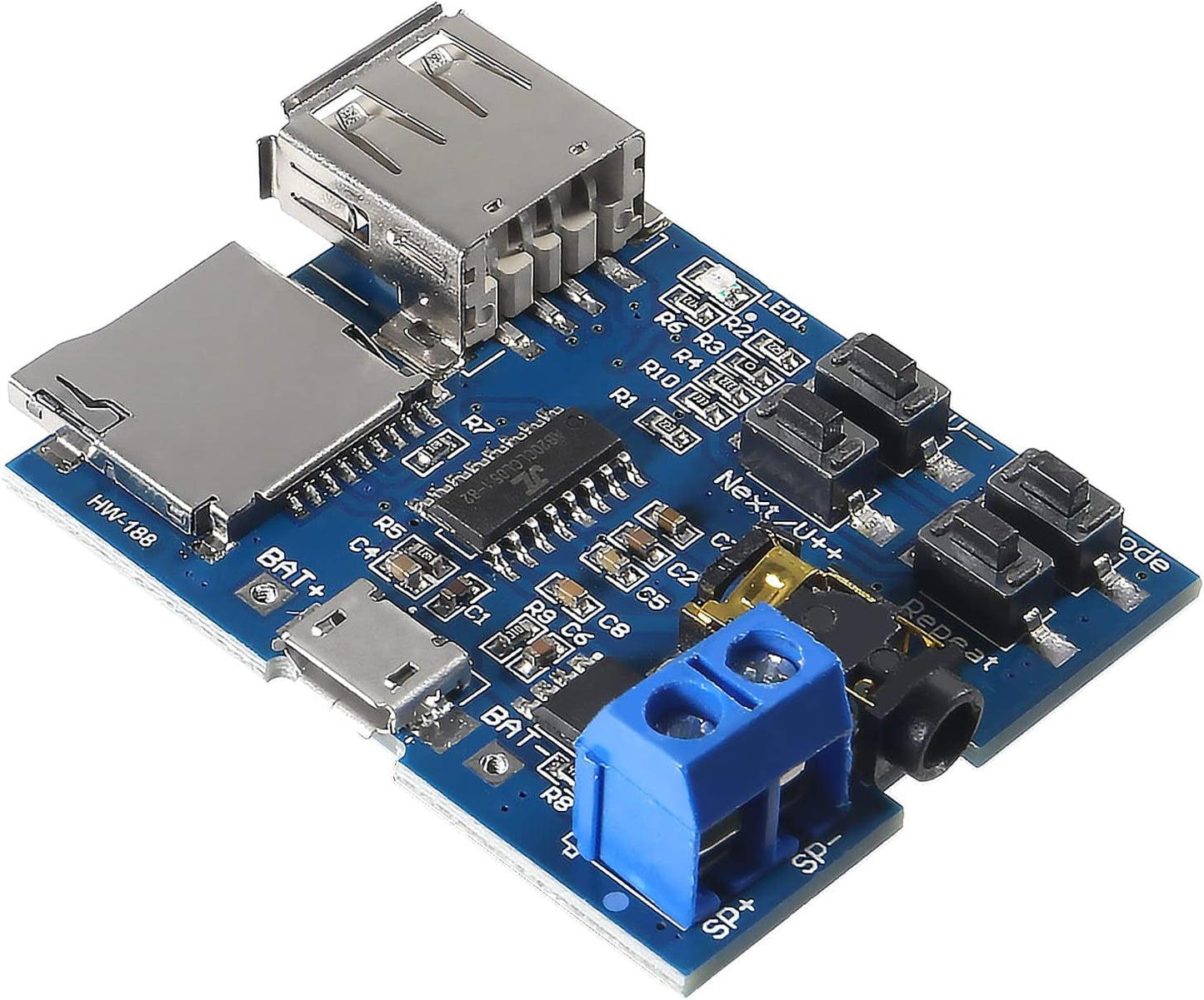 Coliao 8pcs MP3 5V Decoder Player Module TF Card U Disk Play with Audio Amplifier Audio Decoding Player Module Micro