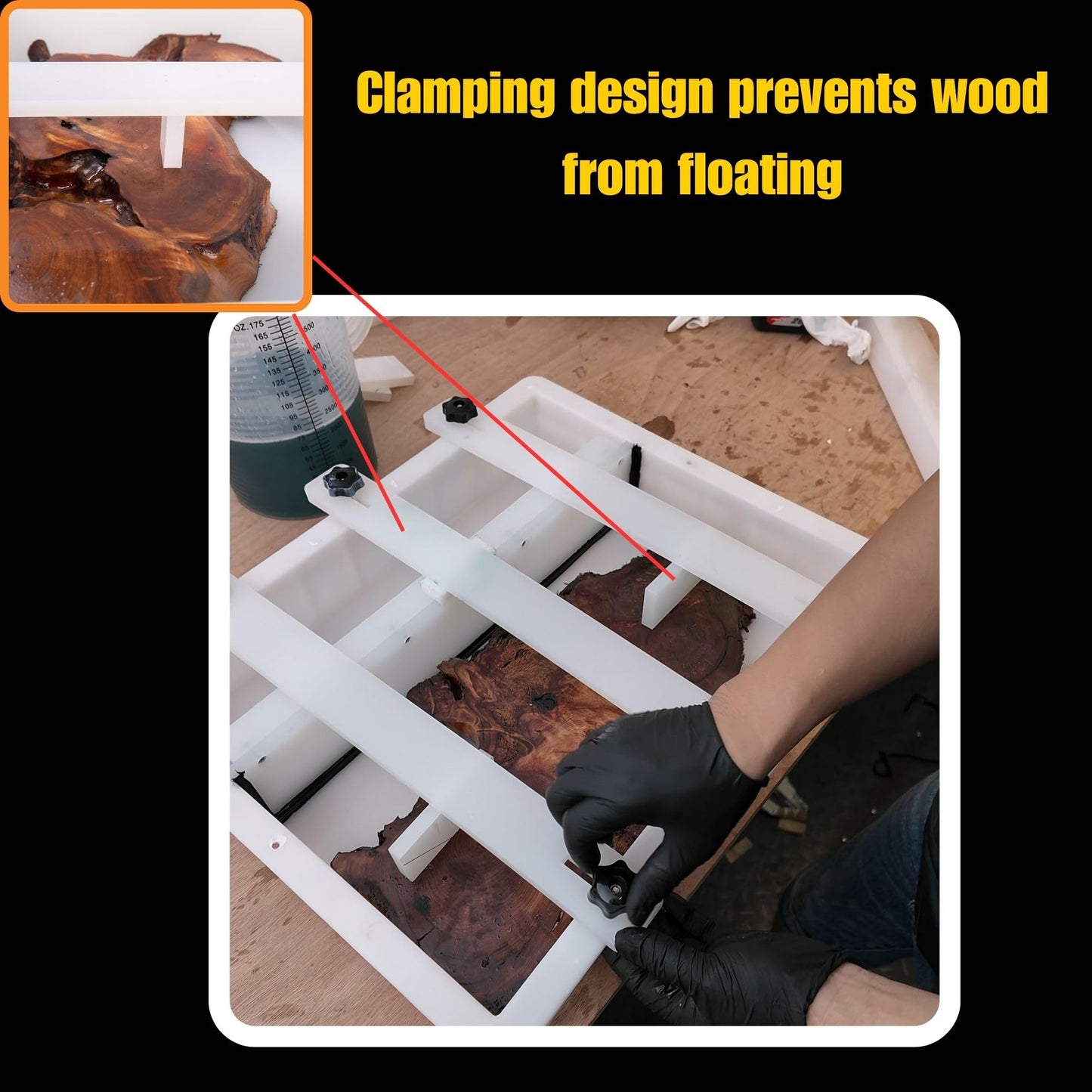 Kalinta Epoxy Mold with Divider Adjustable- 47x19.5x3in No-Seal Resin Plastic Mold Integrated Clamping System - Perfect for Beginners & Experienced Artists - Ideal for Creative Resin Art Projects