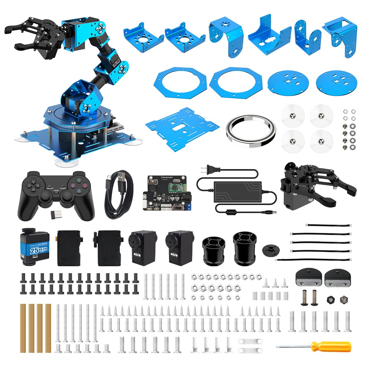LewanSoul Hiwonder-xArm1S Programming Desktop Robotic Arm with Powerful and Robust Intelligent Bus Servos Featuring Position and Voltage Feedback (Unassembled)