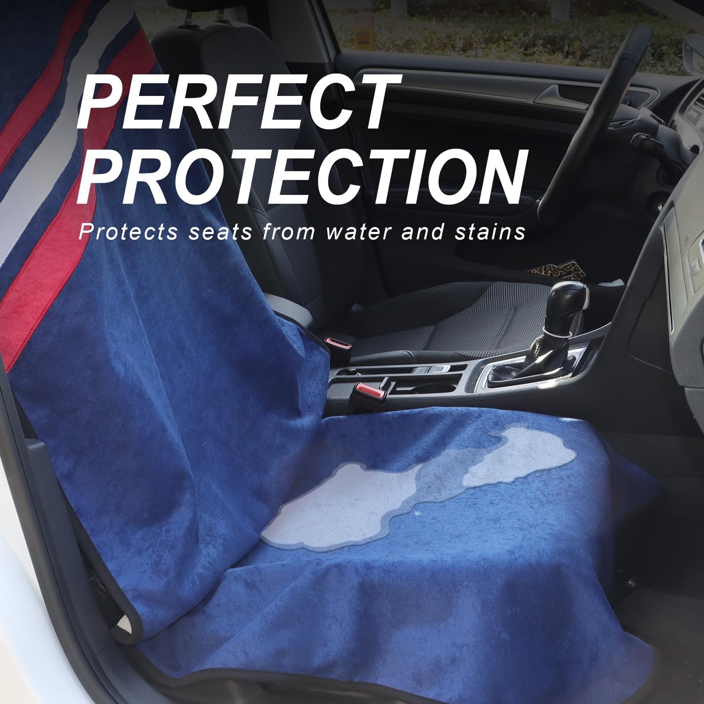 LoyaGour Waterproof Car Towel Seat Covers Front Seats for After Gym Workout,Auto Universal Interior Sweat Towels Cloth Bucket Carseat Cover Protector for Trucks SUV RV Boat Van (Navy Blue)