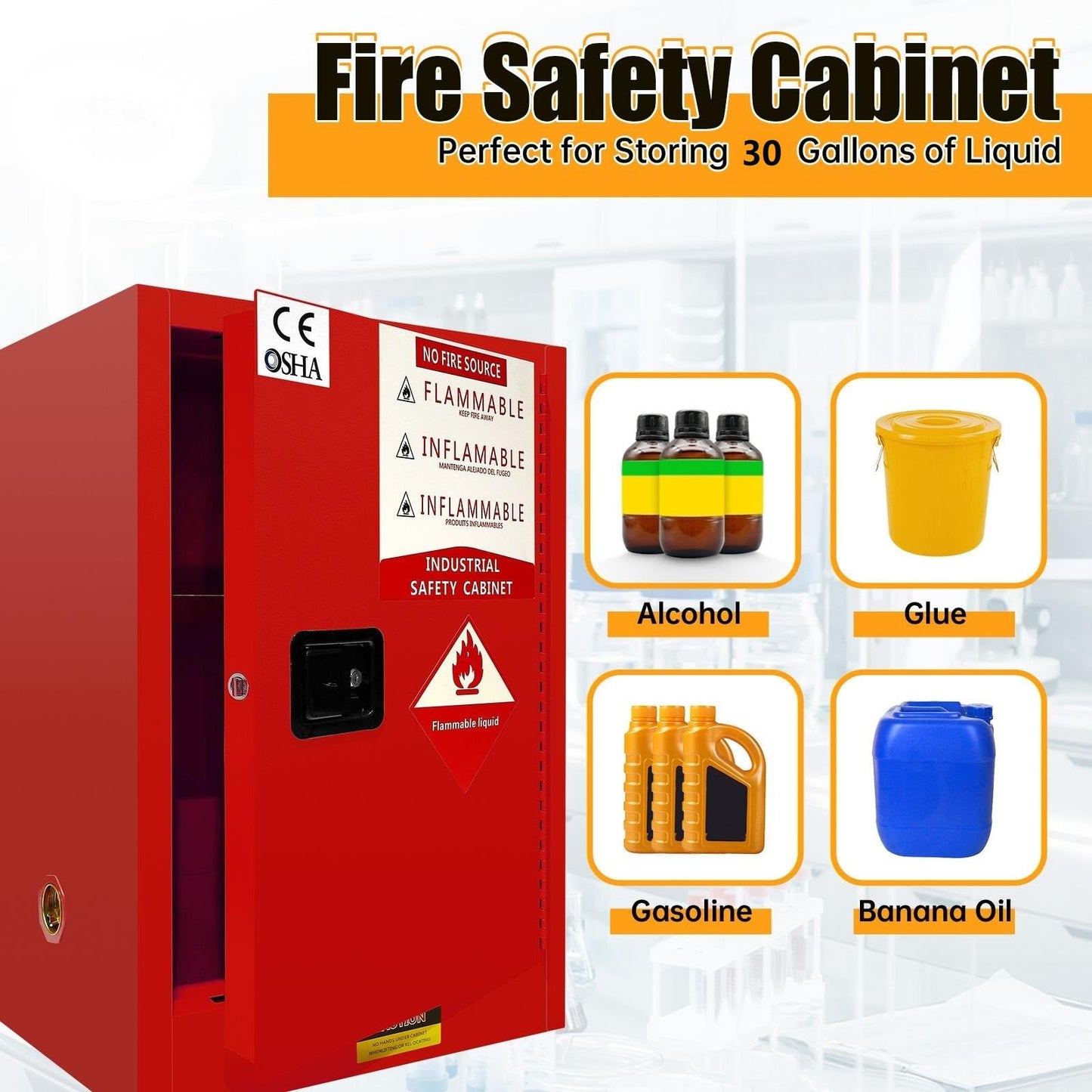 40 Gallon Hazardous Storage Cabinet, 38''x 28'' x 23'' Propane Tank Storage Box, Heavy Duty Flammable Liquid Storage Cabinet Adjustable Shelf, Fireproof Flammable Cabient for Industrial Scientific