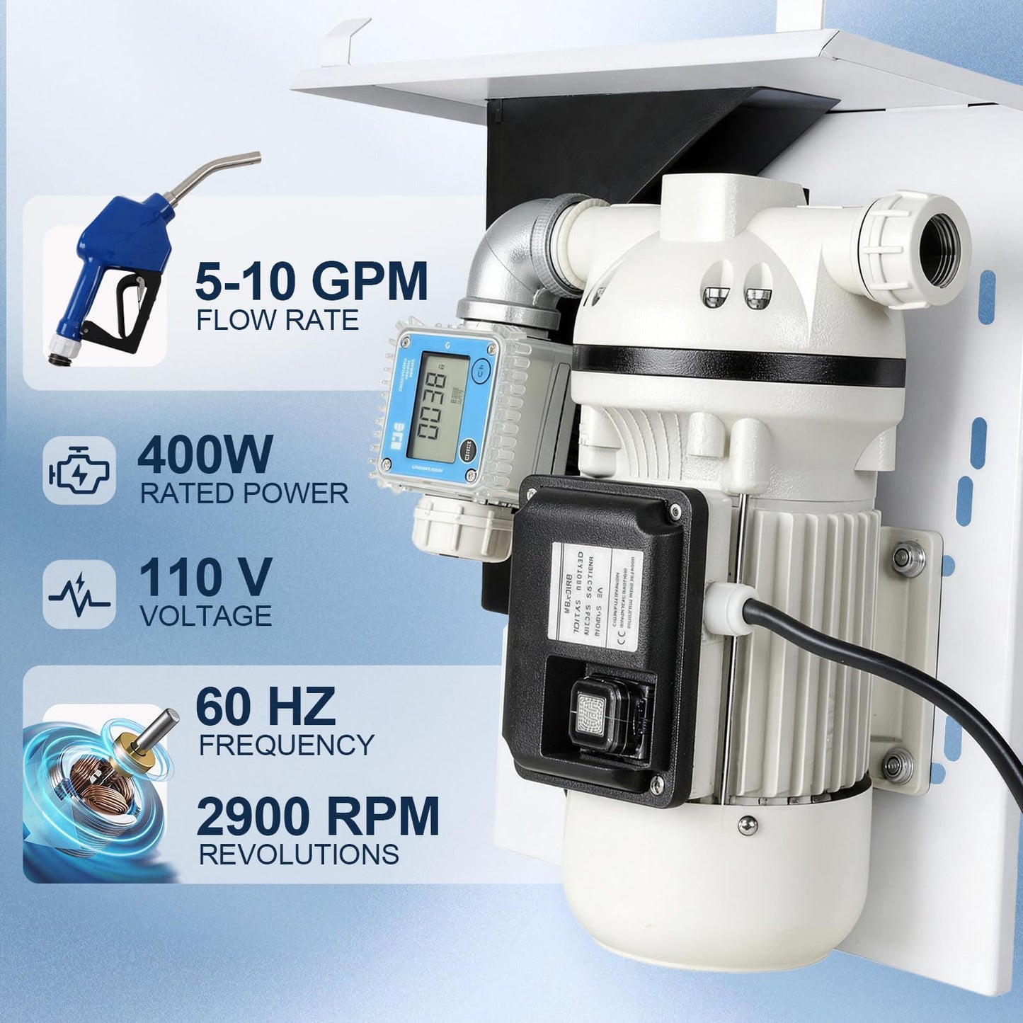 NEW DEF Pump - 110 Volt,Diesel Exhaust Fluid DEF Pump, Pump Kit for DEF, Drums, And Wall Mounts, Includes DEF Pump,Flow Meter,Coupler,SS Auto Nozzle,20' Hose