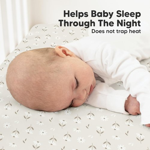 KeaBabies Organic Crib Sheets - 2-Pack Fitted Jersey Cotton for Boys & Girls | Soft, Breathable 52x28 Daisies Design