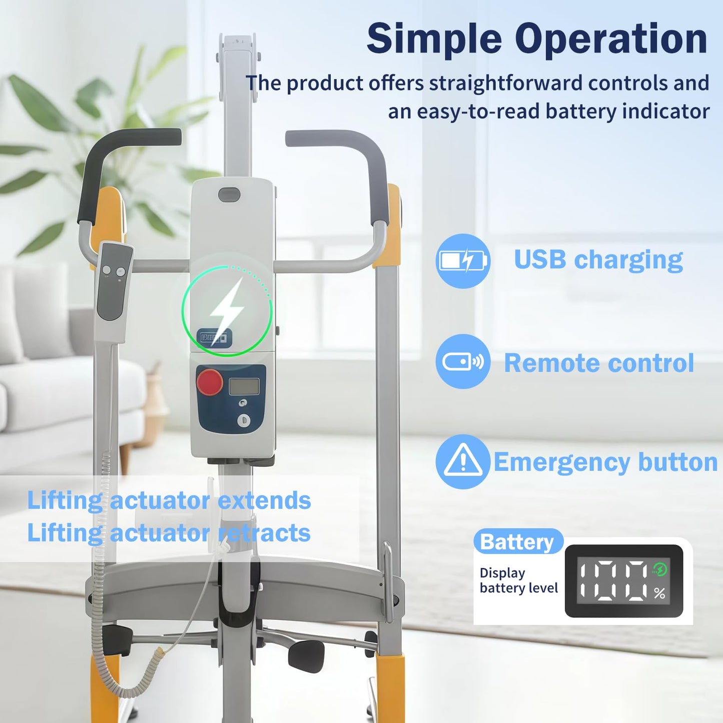 Aluminum Electric Patient Lift for Home, Lightweight Premium 450lbs Patient Lift | Folding Body Transfer Lift for Car | Upgraded Version