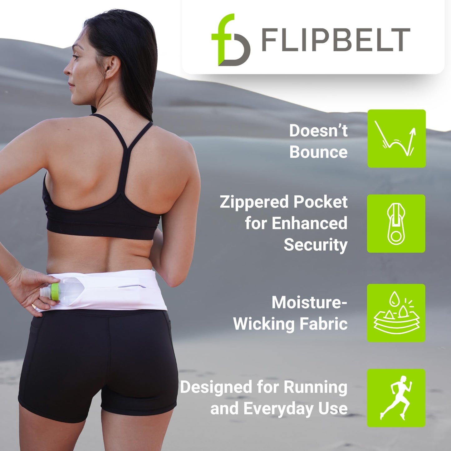 FlipBelt Zipper Running Belt, Waist Pack for Fitness and Running Fanny Pack for Women Men Phone Keys Money US Company - [Black] - [Medium]
