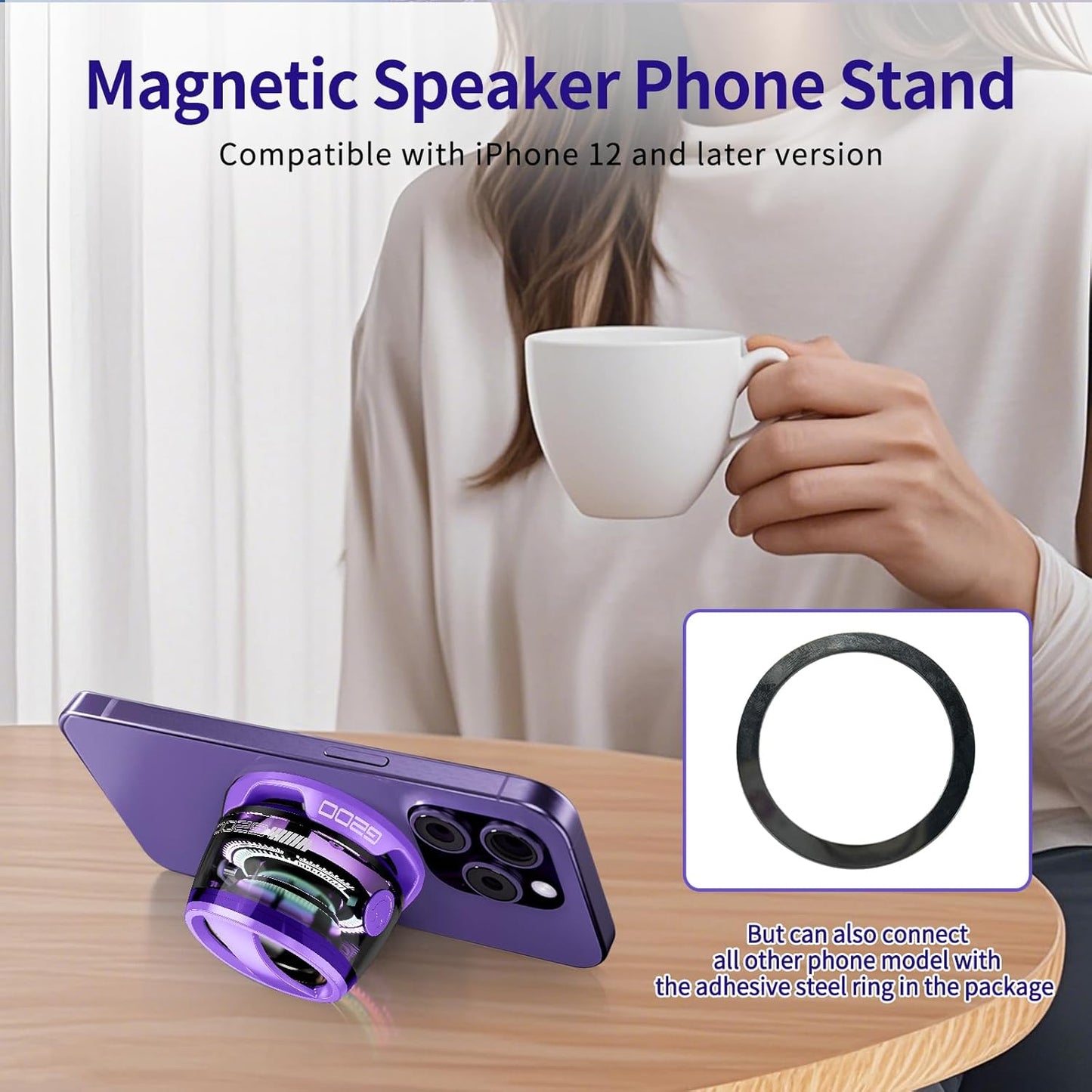 ZNCRSISTY G200 3D 7H Magnetic Bluetooth Speaker - Portable Mini Speakers with RGB Light, Multifunctional Speaker