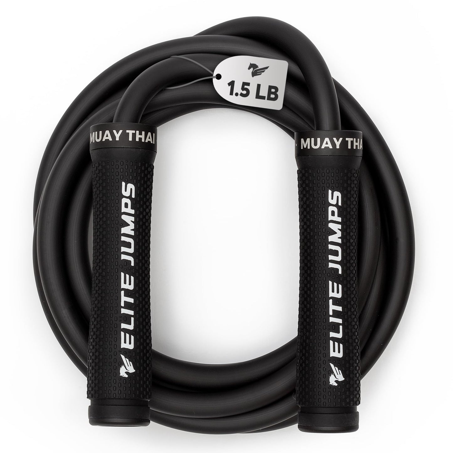 Muay Thai 3.0 Weighted Jump Rope for Men & Women - Professionally Designed for High-Intensity Training | Muay Thai, MMA & Fitness Jump Rope - Full Body Workout Weighted Rope - Black