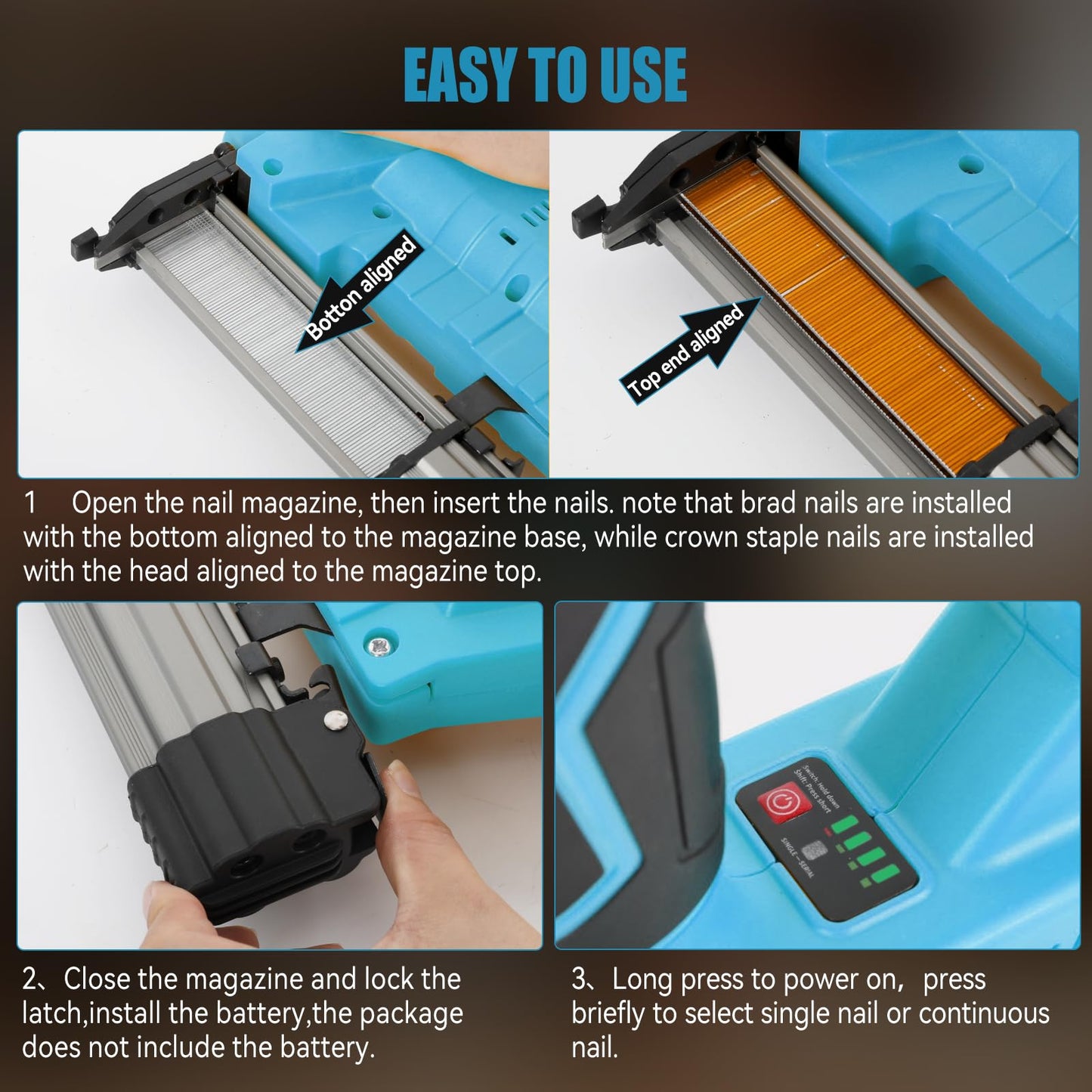 Upgraded Brushless 18GA Cordless Brad Nailer & Stapler,2-in-1 Electric Nail Gun for Ma-Kita 18V Batteries (Tool Only), 2 Firing Modes, Tool-Free Jam Release, Includes 2000 Fasteners