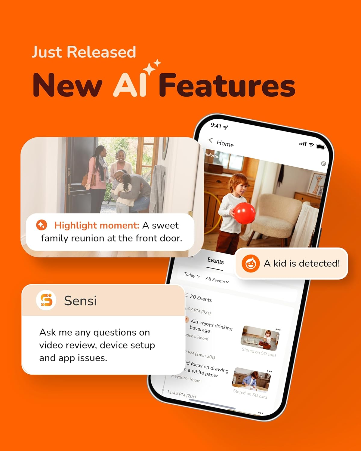 SensForge 2.5K 360 2-Day 64GB (1, Pan-Tilt Security Camera, Dual-Band WiFi Camera for Home, Free AI Human & Pet