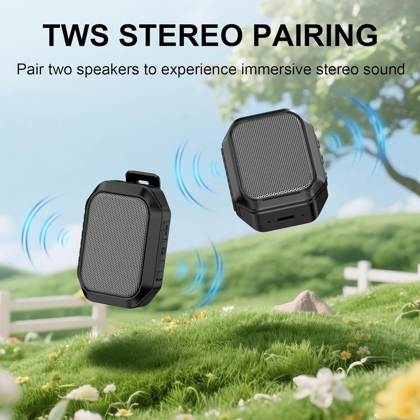 Xinborry Speaker,IPX7 6.0,TWS,Hands-Free Wearable Bluetooth Waterproof Outdoor Speakers,Clip-On Wireless Small Portable