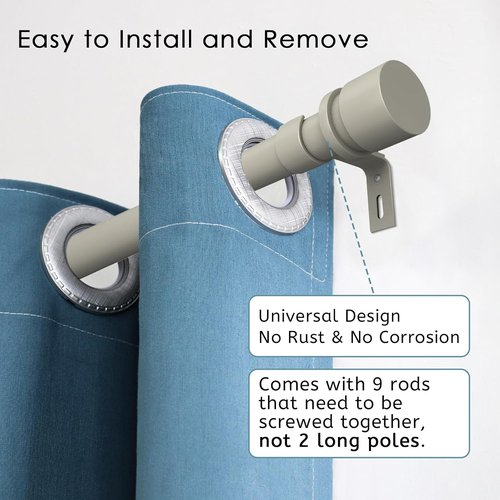 Byondeth Adjustable Curtain Rods for Windows - 16 to 144 Inches, 1 Inch Diameter, Brushed Nickel Finish