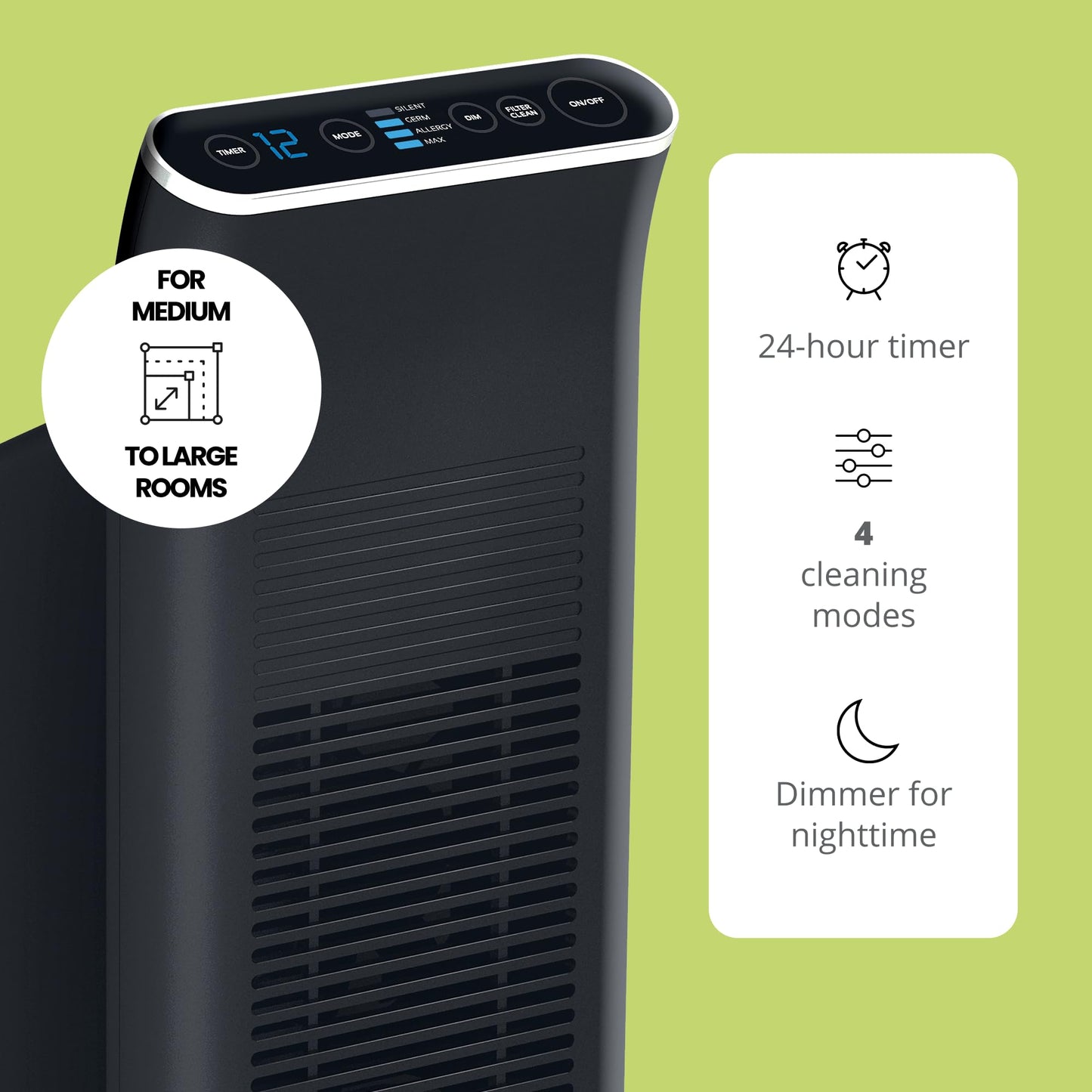 Ionic Pro Platinum (TA750) Air Purifier Tower, Never Replace Filters, Quiet Negative Ion Technology, Cleans Rooms Up to 800 sq ft