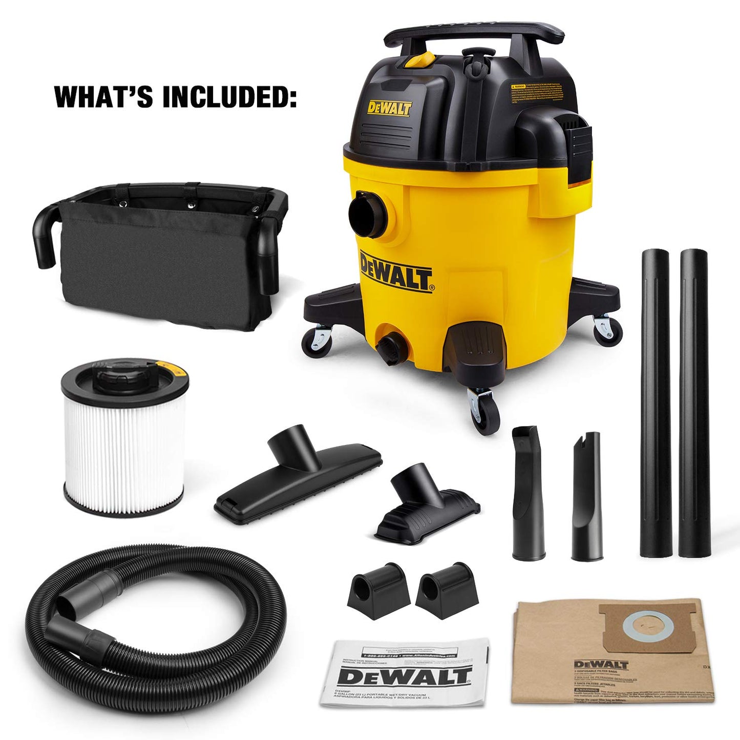 DEWALT 10 Gallon Poly Wet Dry Vacuum, 5.5 HP Shop Vacuum 120V 90 CFM for Jobsite, Work Shop, Comerical Area, Garage/Warehouse etc, 10 Ft Cord Model DXV10P