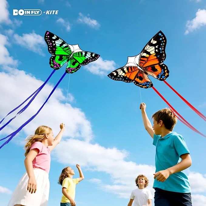 Butterflys for Kids, Beautiful Kite Easy to Fly for Beginners with 328 ft Line & Line Winder (1m-Tiger Spotted Butterfly-(Green+Orange+Purple), 3)