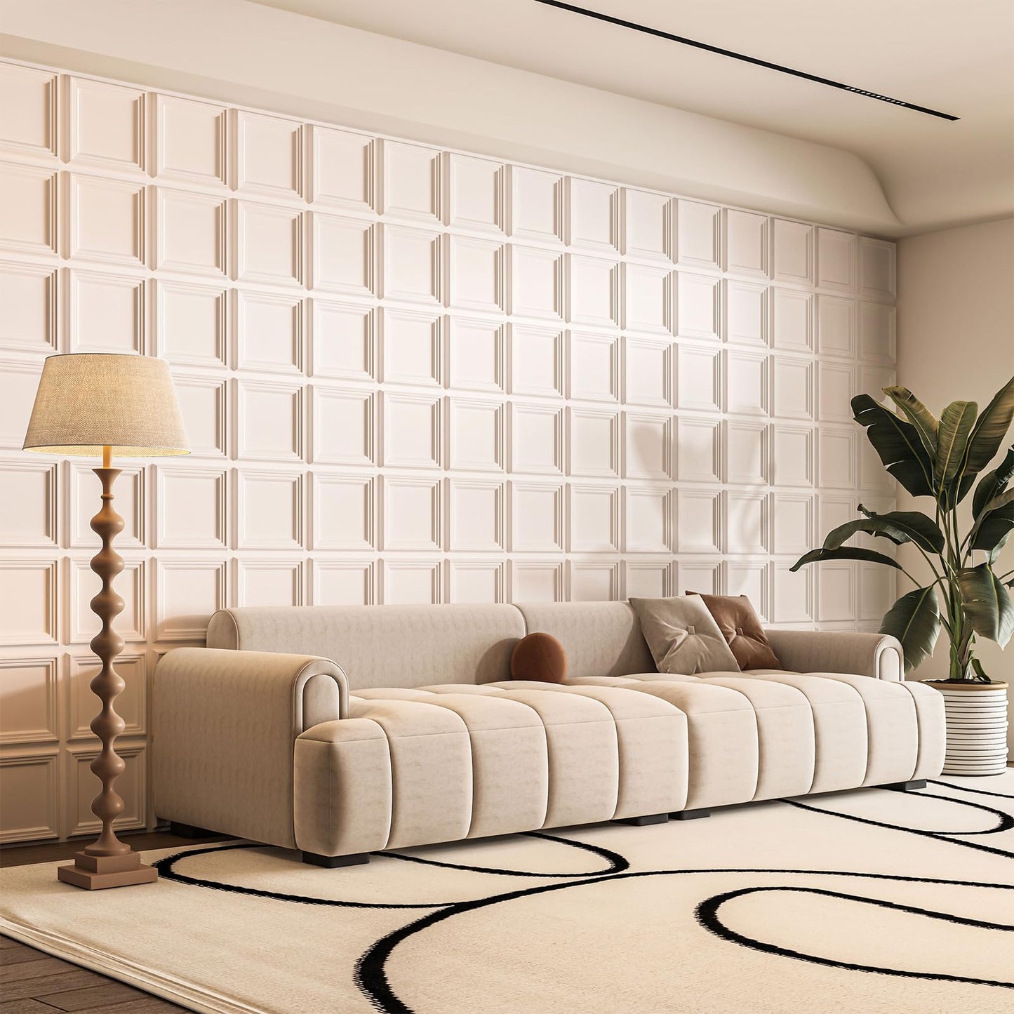 Art3d 33-Pack 3D Textured Accent Wall Panel for Interior Décor, Waterproof PVC Decorative Wall Paneling for Living Room Bedroom Gaming Room Office, 11.8"x11.8" Cover 32.Sq.Ft., White