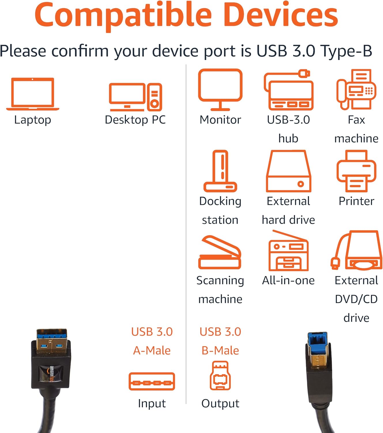 3.0 4.8Gbps 6 Amazon Basics USB-A to USB-B Cable, High-Speed with Gold-Plated Plugs, Foot, Black