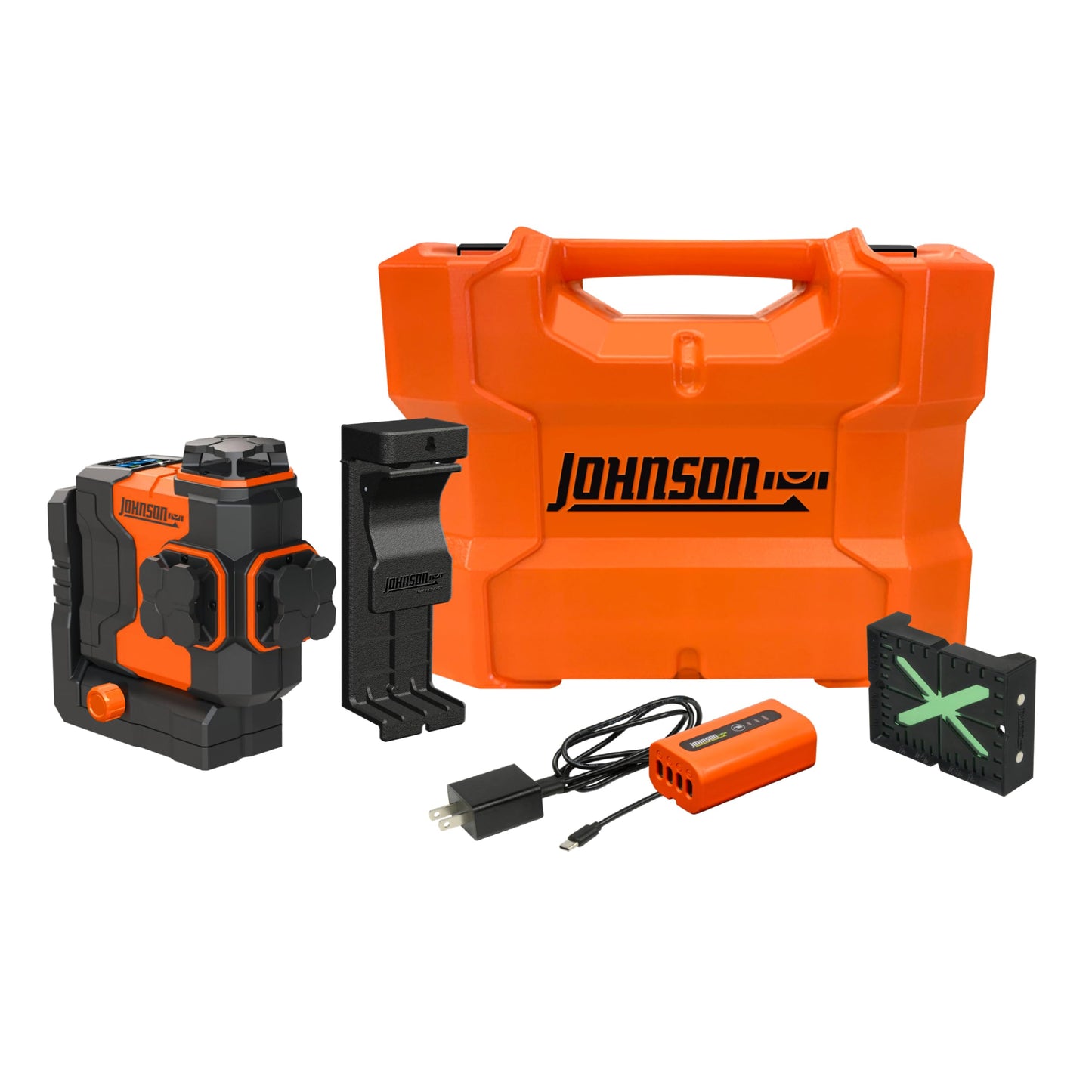 Johnson Level & Tool JLN300-GN3360 Laser Level, Self Leveling, 3x360° Plane Laser with GreenBrite® Technology, Magnetic Base, Hard-shell Carry Case, Lithium Ion Battery, Magnetic Target, Track Mount