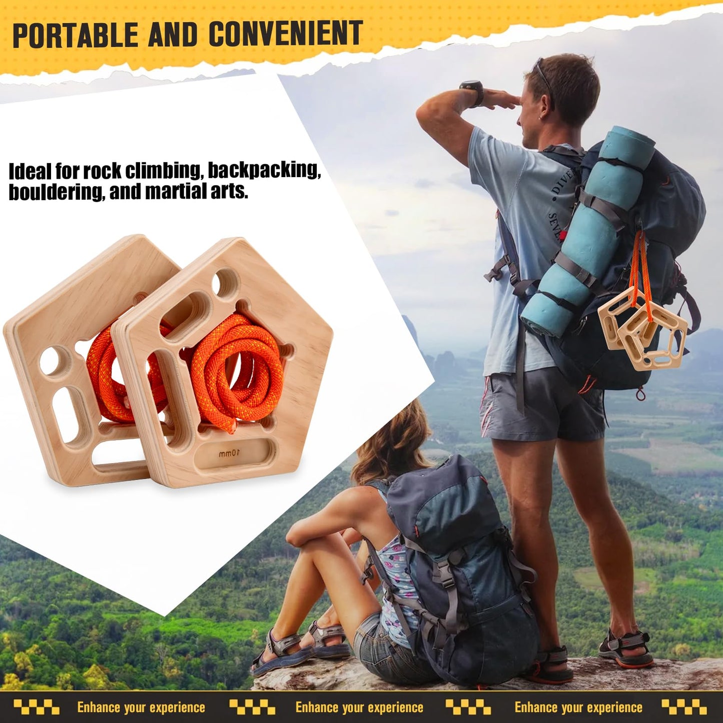 CMOOD Hangboard, Hangboard Rock Climbing for Climbing, Home Training, Finger Strengthener, Pull-up Grip Arm Training Portable Finger Board Rock Climbing Holds Indoor and Outdoor