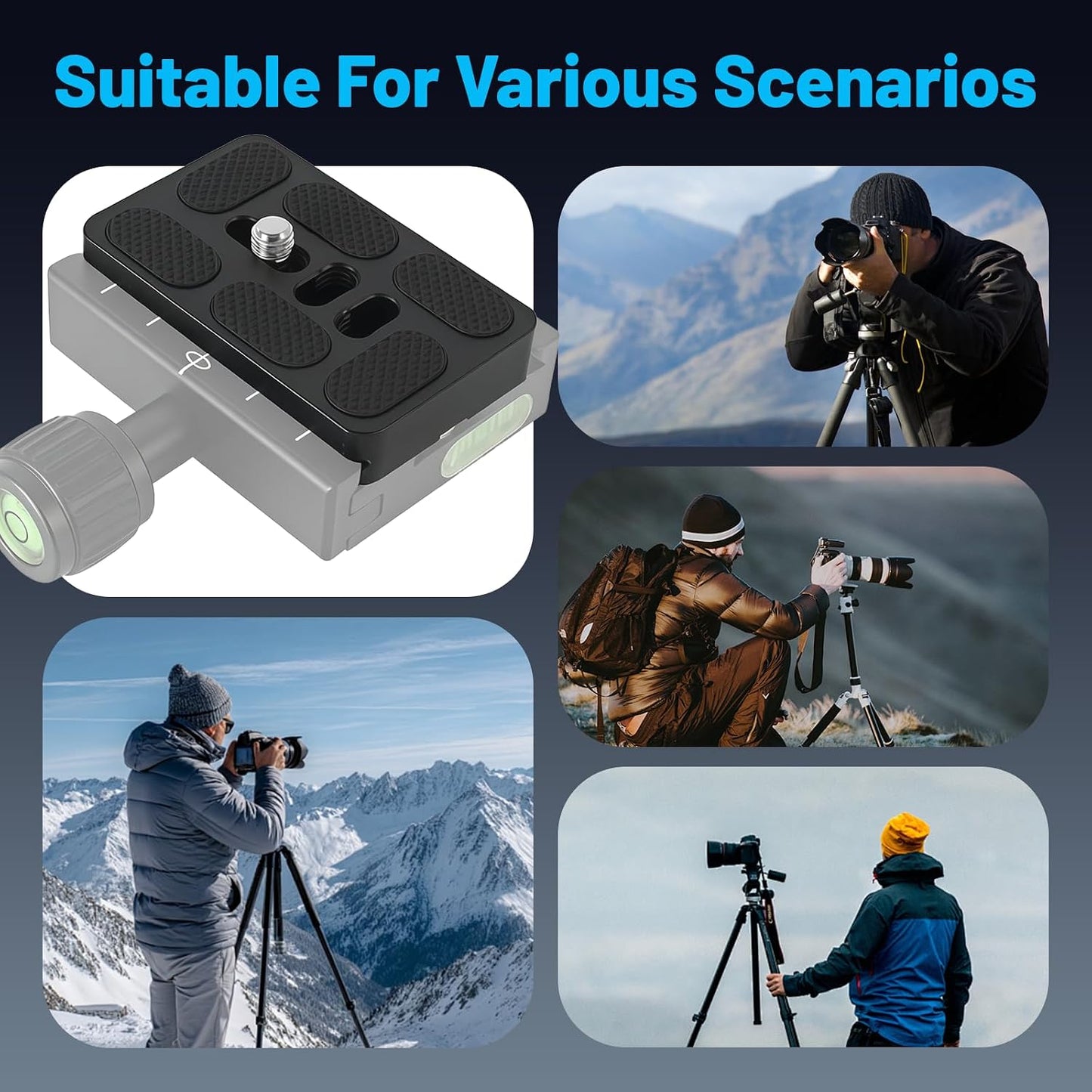 Wokyo 2 Pack PU60 1/4 inch-20 Quick Release Plate with Screw All Metal Tripod Mount Plate, Universal Camera Mount