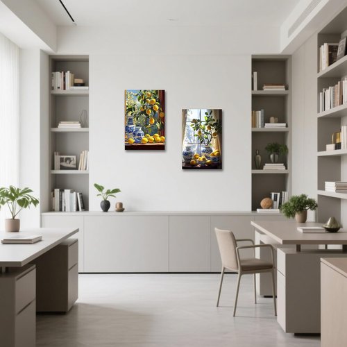 CXHOSTENT Kitchen Lemon Wall Art - 2 Panel Yellow Citrus Fruit Prints for Dining Room Decor | 11x14 Inches