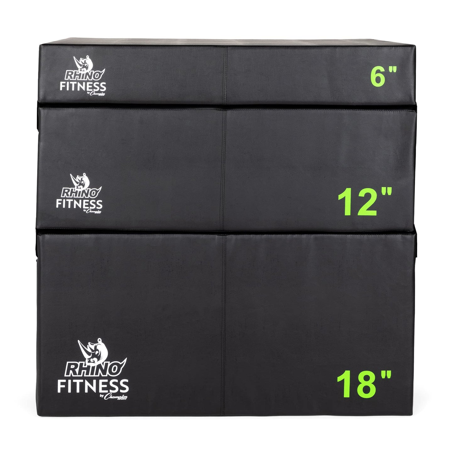 Champion Sports Foam Plyometric Box Set with 6", 12", and 18" Included - Durable Jump Boxes for Training with Handles, Hook and Loop Flaps - Stackable Cross Traning Plyo Box, Jumps for Gym