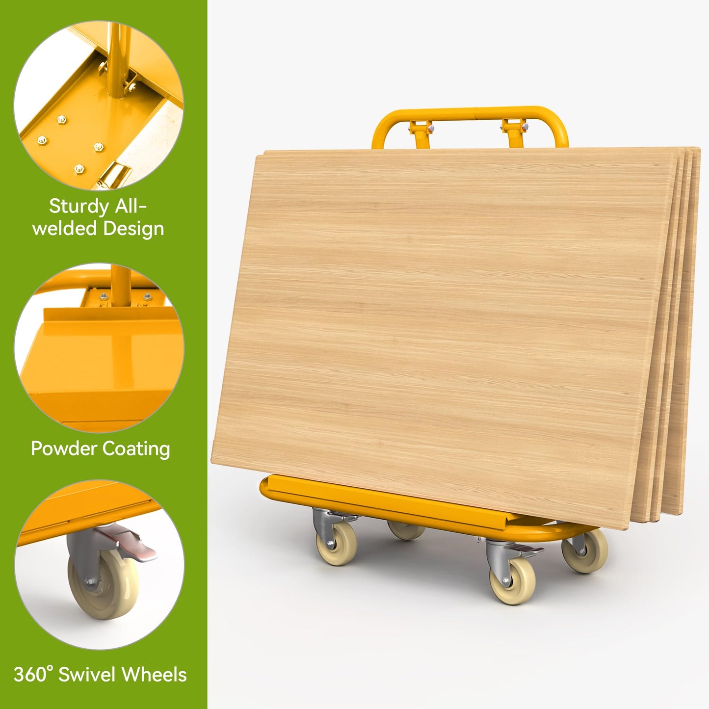 AUTOSAVER88 3000lbs Heavy Duty Drywall Cart, Drywall Sheet Cart, Heavy Duty Panel Dolly with 360° Swivel Wheels for Wall Panel, Sheetrock, Wood Panel, Ideal for Garage, Warehouse(45.3"L×22.4"W×46"H)