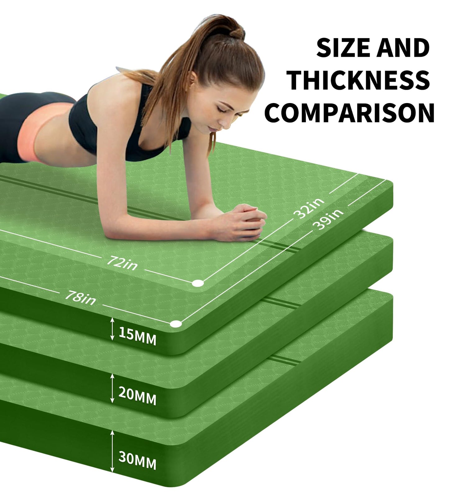nuveti Large Exercise Mat - 15mm/20mm/30mm Thick Yoga Mat | Workout Mat for Fitness, Yoga, Pilates, Stretching & Floor Exercises for Women & Men with Free Carrying Bag