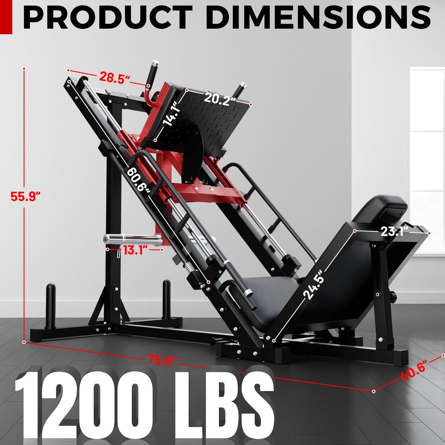 RitFit Leg Press Hack Squat Machine, Professional Adjustable Leg Press Machine for Home Gym with Linear Bearing, Full Lower Body Workout with Weight Storage