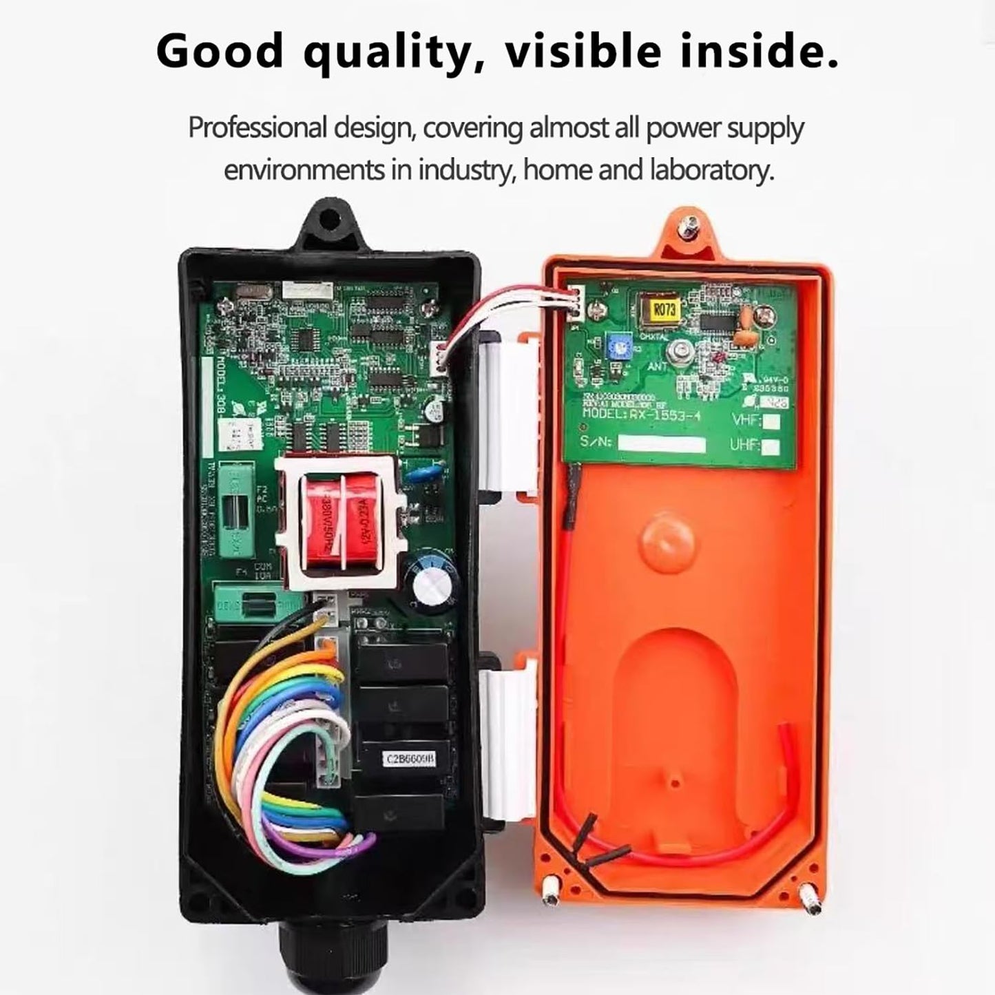Industrial Wireless Crane Remote Control kit F21-E1B 8 Button 12v 24v Electric Lift Hoist Overhead Tower Bridge Radio Switch Receiver (2 Transmitters + DC 12V Receiver)