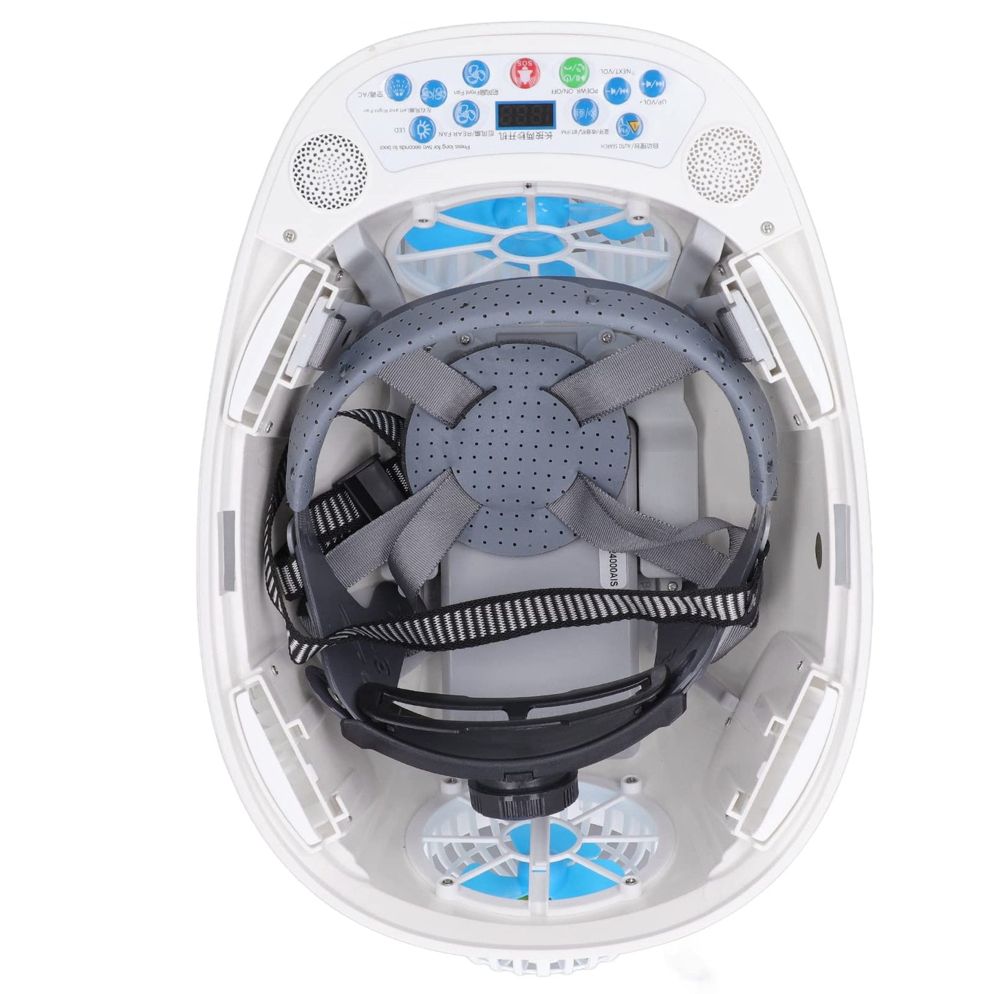 Solar Powered Hard Hat with 6 Cooling Fans LED Headlamp Safety Helmet for Night Work Ventilated Construction Hat for Outdoor Labor