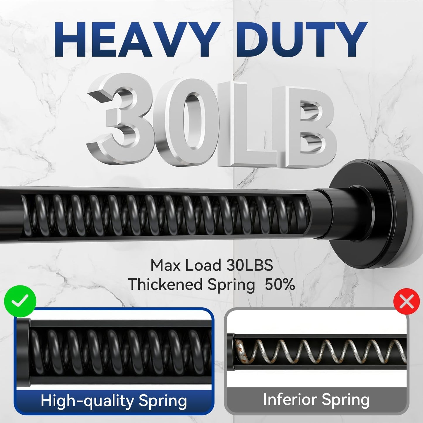 YASONIC Adjustable Shower Curtain Rod - 26 to 84 Inch | Durable & Easy to Install