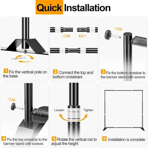 EMART Heavy Duty Banner Backdrop Stand Kit - Adjustable 10x10 ft Frame for Photography & Trade Shows