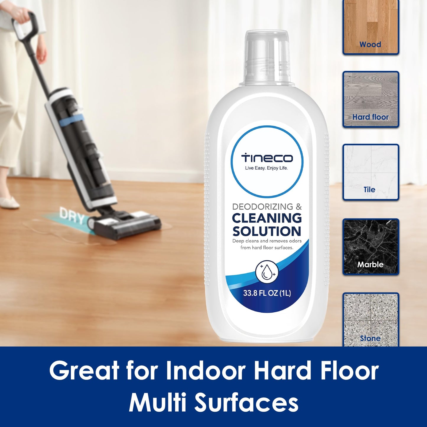 Tineco Floor Cleaning Solution 1L (33.8 OZ) for i5/i6 Stretch & FLOOR ONE S5/S6/S7/S9 Artist & S6/S7/S9 Master & Breeze Series, (EXCEPT iFLOOR 5 Steam/S5/ S7/ S9 Artist Steam Series) Wet Dry Vacuum