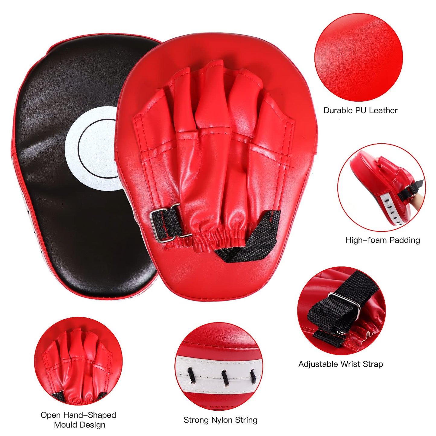CYFIE Boxing Equipment Kids, Kicking Shields Pads Training Gloves Punching Mitts for Karate, Muay Thai, Taekwondo, Martial Arts Home Gym Workout, Karate Kick Pads for Toddler, Youth, Women (Red)