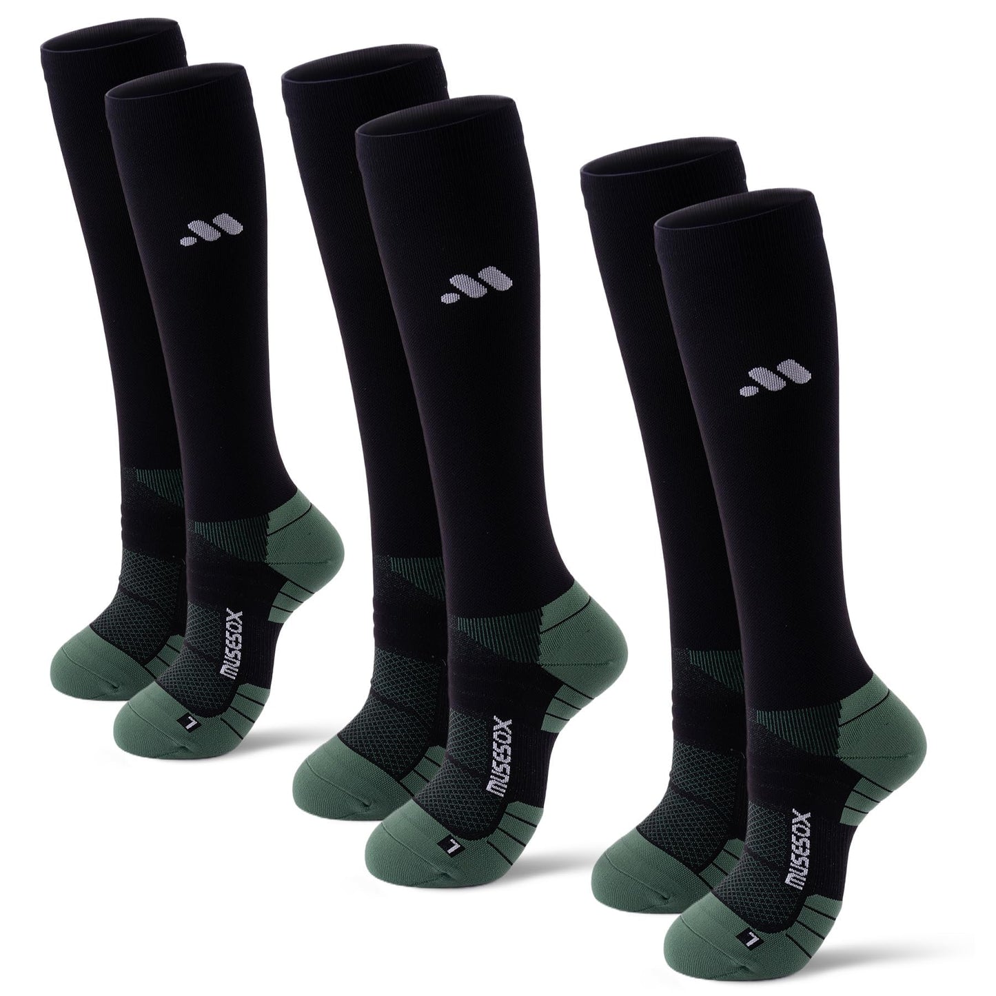 musesox Compression Socks for Women and Men,Knee High 15-20mmHg Graduated Support(3 Pairs) for Nurses,Travel,Black,Medium