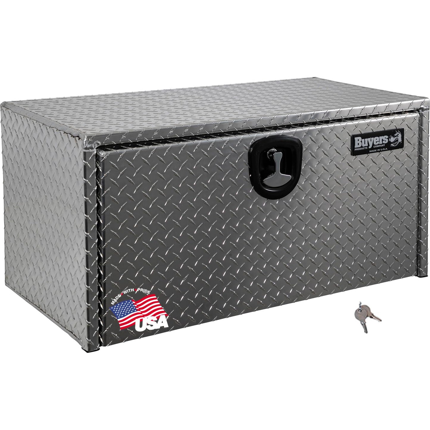 Buyers Products 1705118 Diamond Tread Aluminum Underbody Truck Tool Box, 20 x 20 x 36, Made in USA, .100 in. Thick, Corrosion Resistant, Locking Compression Latch, Secure Storage for Work Trucks