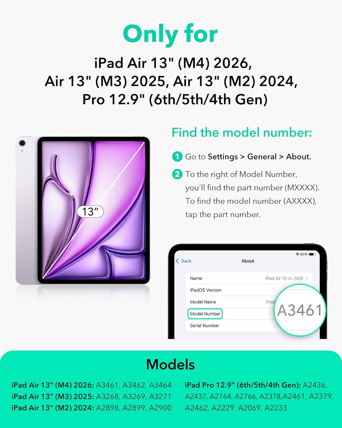 ESR 13 Inch M4/M3/M2 (2026/2025/2024), 12.9 for iPad Air Case iPad Pro Case, Powerful Magnetic Attachment, Slim Trifold