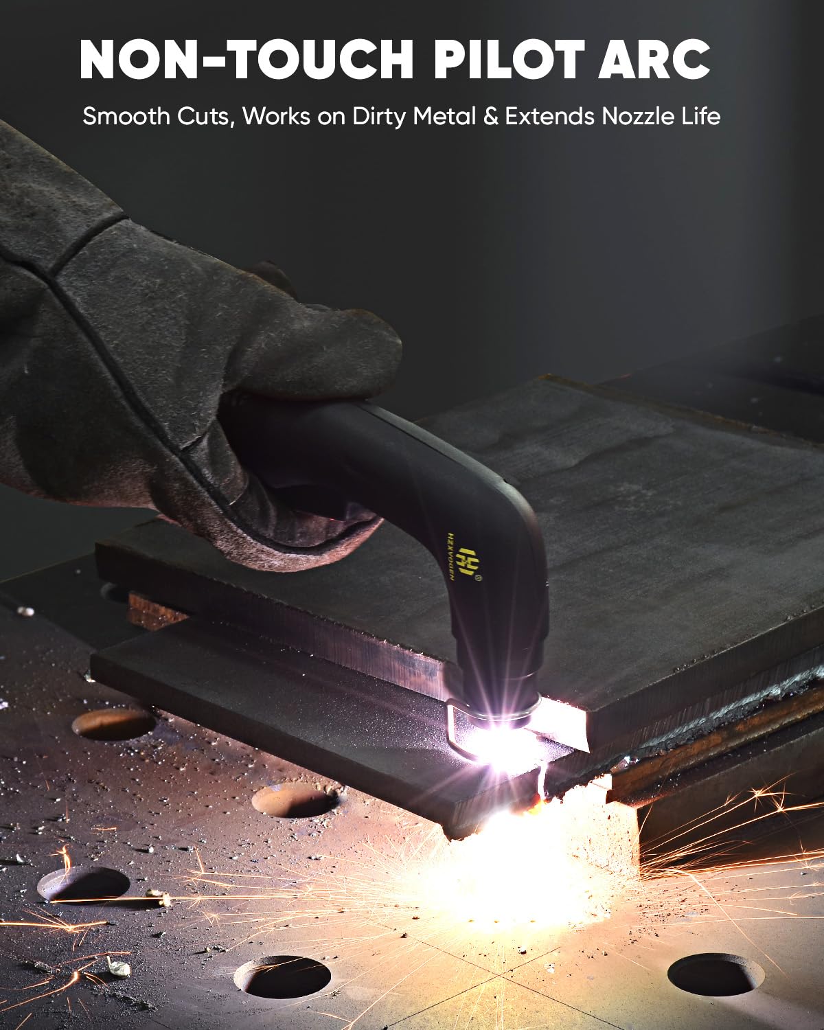 H HZXVOGEN Plasma Cutter 55A Non Touch Pilot Arc Plasma Cutters 110/220V Dual Voltage, Digital Display DC IGBT Inverter HF Air Plasma Cutting Machine, 1/2" Clean Cut 4/5" Max Cutting & 2T/4T(HVC55)