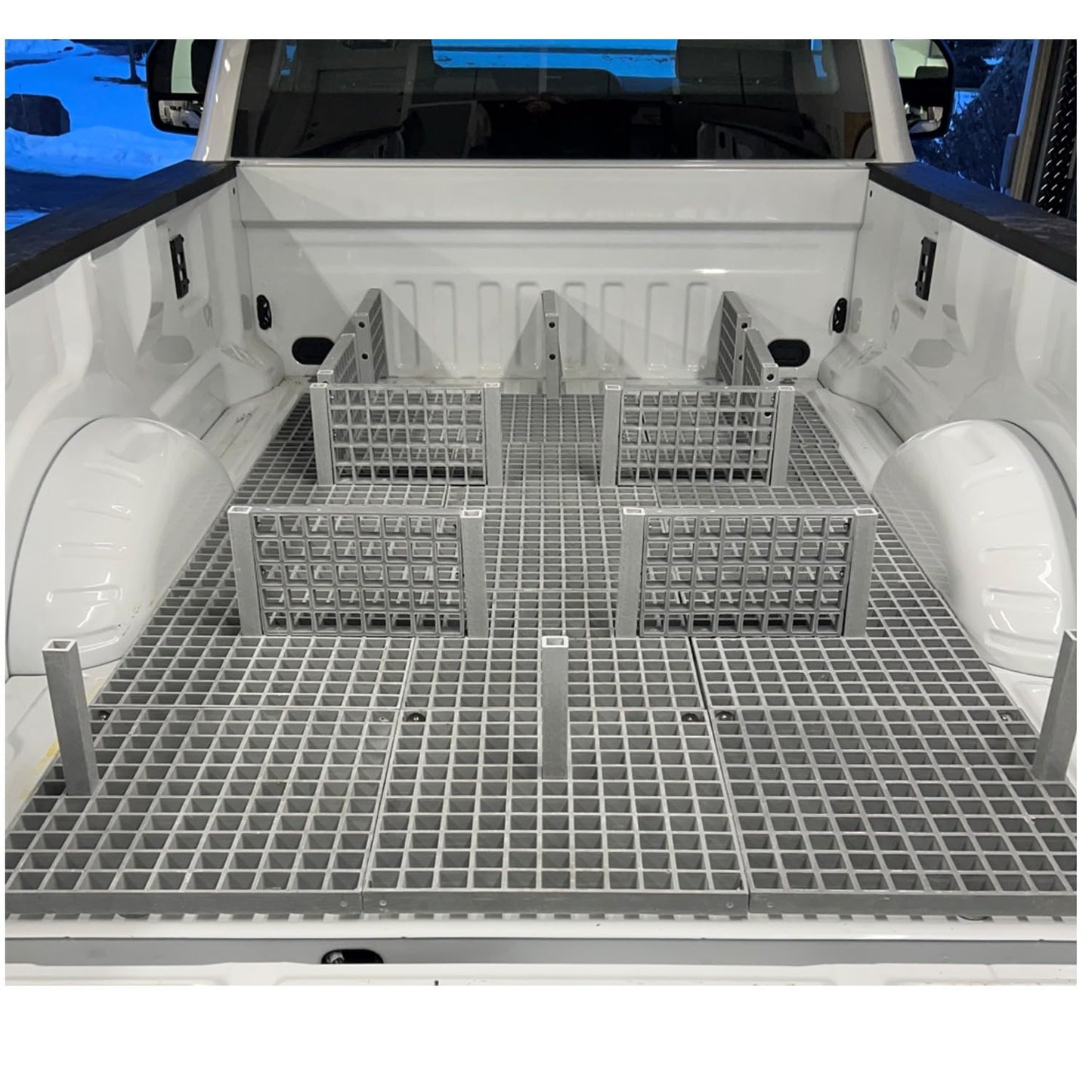 Keyfit Tools Truck Bed Organizer Gridius-Maximus (1 Set) Professional Contractor Grade Cargo System Modular Divider Trunk SUV Trailer Expandable Storage Secure Loads Custom Ridged Upgrade Net Or Bar