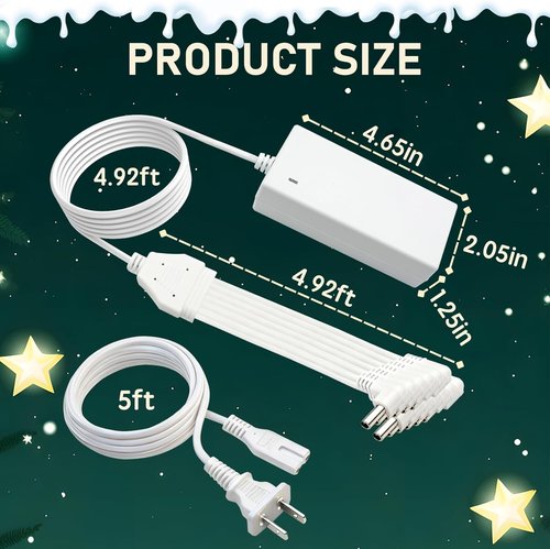 Lemax 4.5V Power Adapter - Ideal for Lighted Christmas & Halloween Village Accessories | 12 Output White