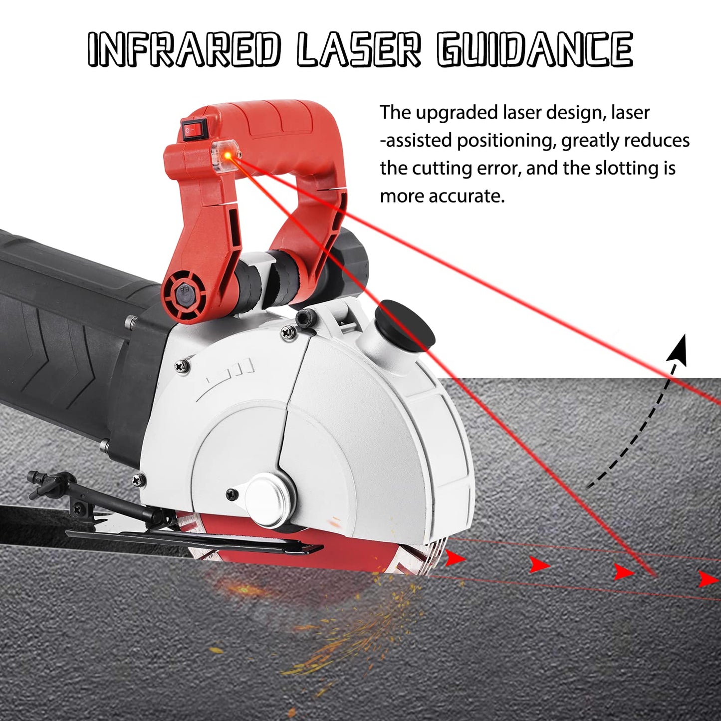 YUCHENGTECH 5800W Wall Chaser Wall Groove Cutting Machine Electric Wall Chaser Grooving Cutting Machine With Infrared Sighting Line 110V (17.5in and 5.5in)