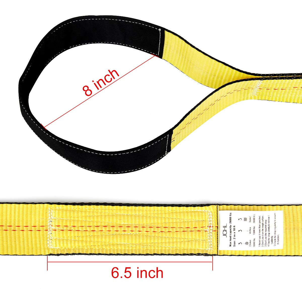 JCHL Lift Sling Straps 10'x2 15,000 Pound Capacity 2-Pack Heavy Duty Lifting Slings Web Sling Tree Saver Recovery Strap Web Sling Winch Strap Yellow
