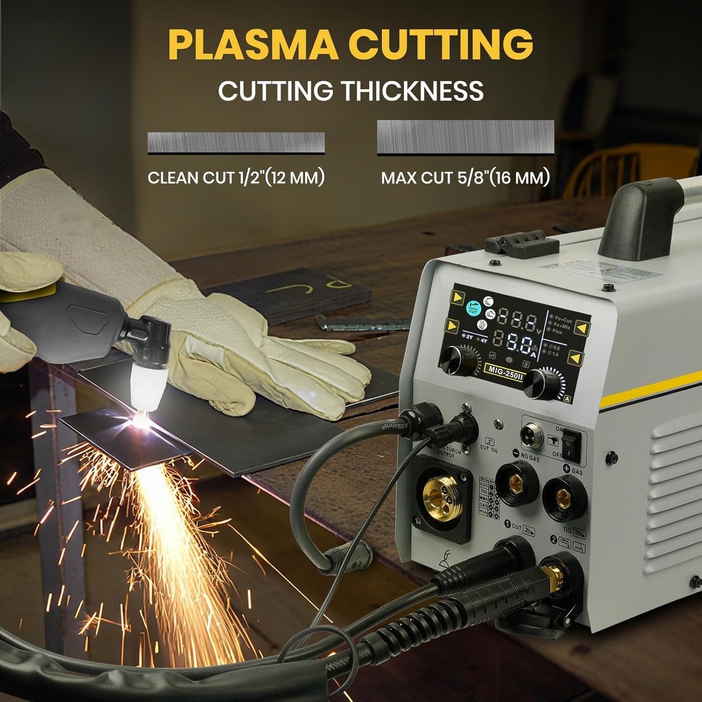 SSimder 6-in-1 MIG Welder & Plasma Cutter 160A Gas MIG/Flux Core/Lift TIG/Stick/Cut Combo 110V 220V 35A Air Cutting for Auto Repair DIY & Small Workshop