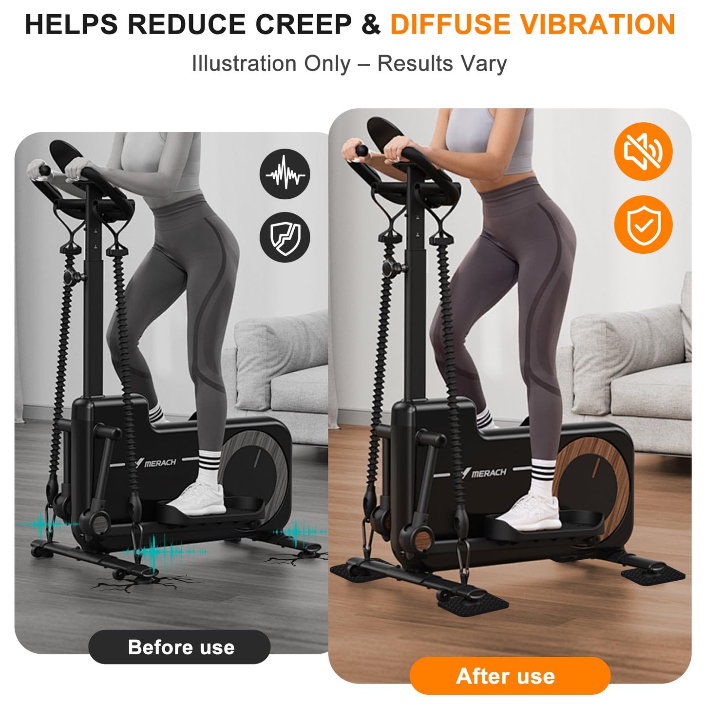 Compact Silicone Treadmill Mat, Non-Slip Shock Absorbing Pad, Floor Protector for Home Gym Equipment, Easy to Clean, Anti-Vibration, Prevents Floor Damage (4, 3.94x3.94x0.2inch)