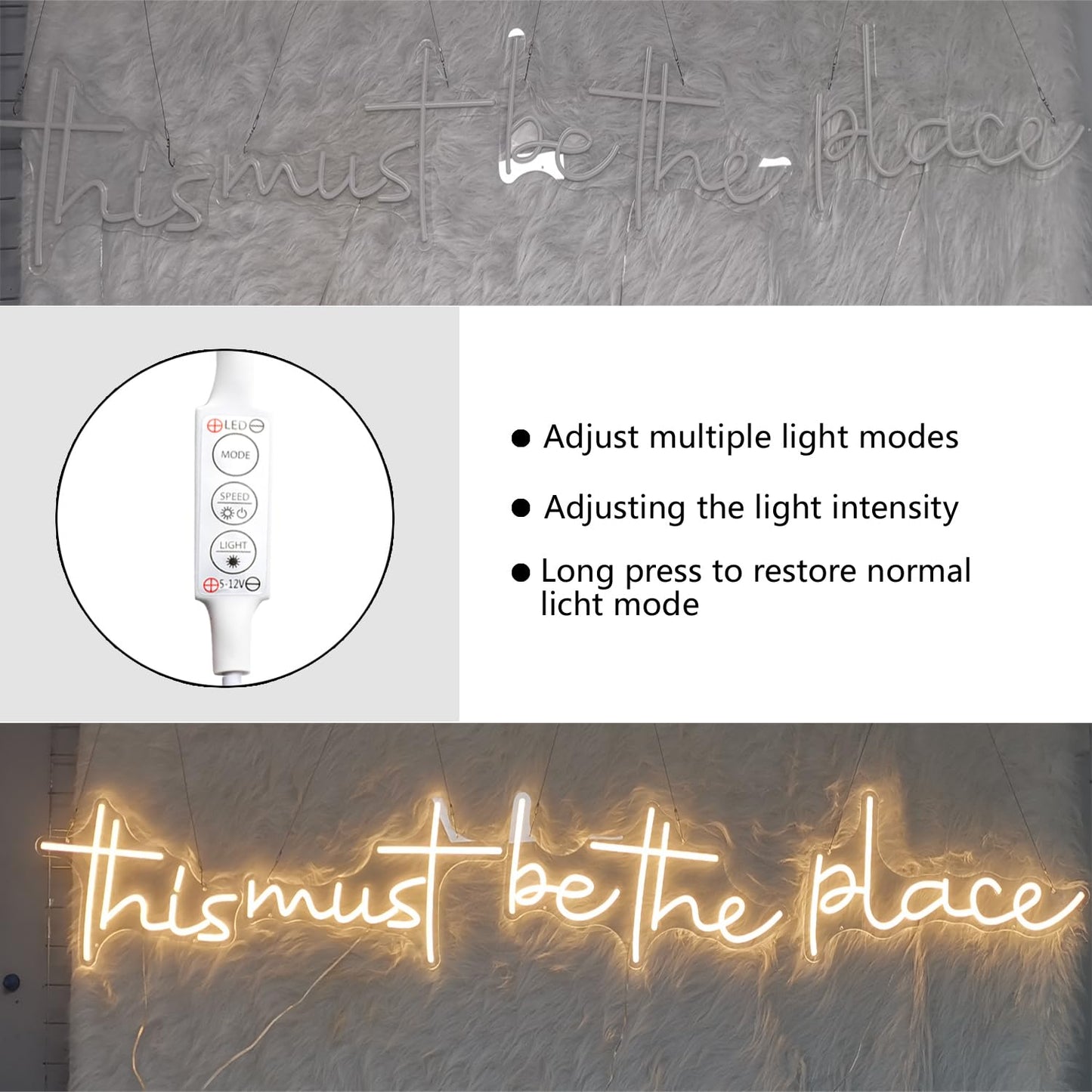 Sunchayi This Must Be The Place Neon Sign 80.5" x 14.3" Light for Home Bedroom Cafe Bar Hanging Wall Decor Sign Anniversaries Wedding Birthday Backdrop （Super Large Style）